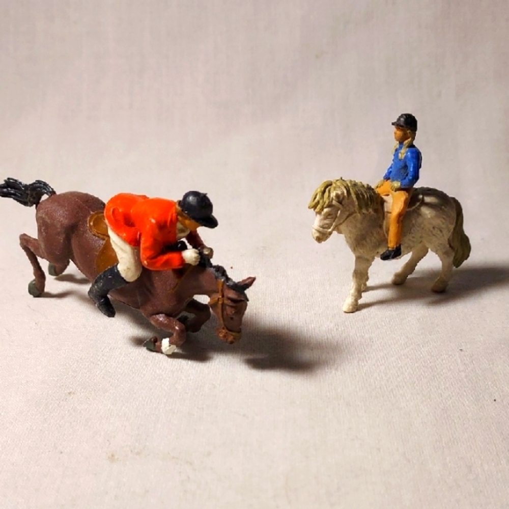 Vintage Equestrian Riders Horse & Human Set of Two